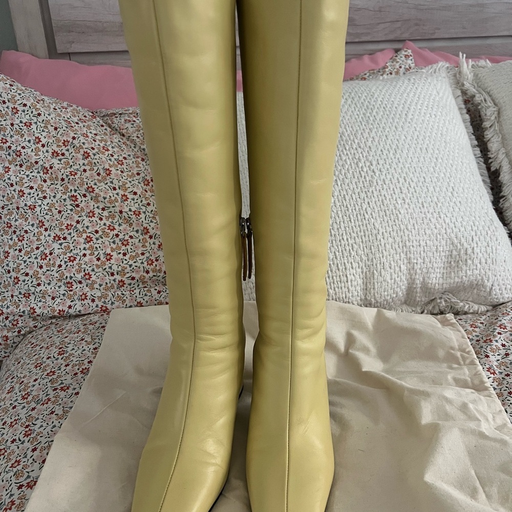Angel Alarcon Pastel yellow leather boots